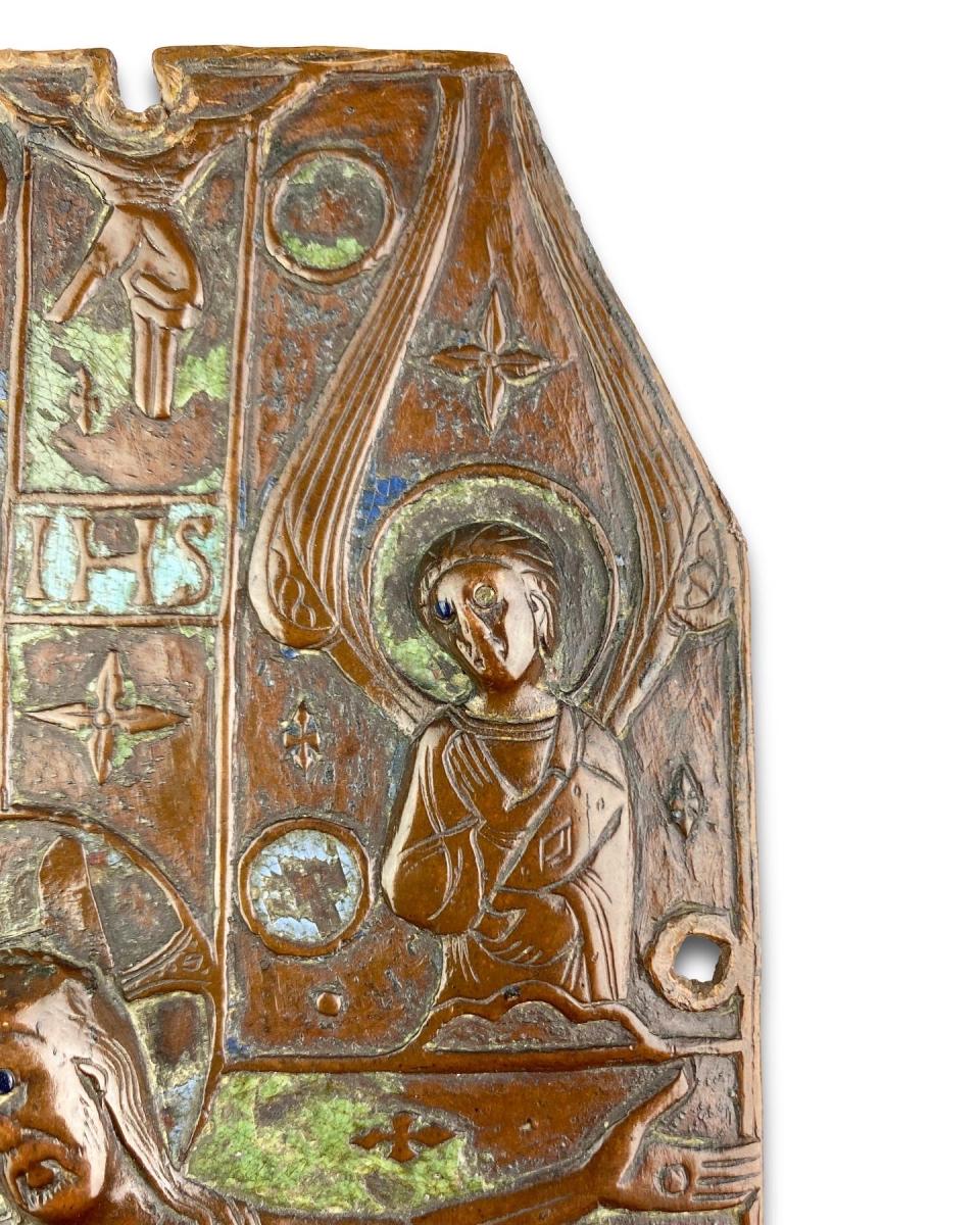 Champlevé enamelled copper book cover. Limoges, France, c.1200