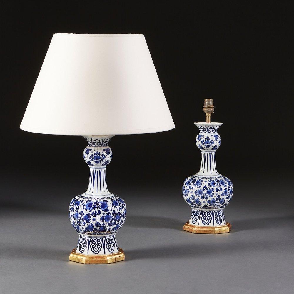 Pair of Late 19th Century Delft Lamps