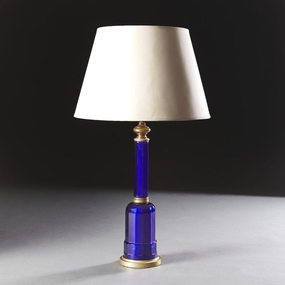 A Blue Glass Column Lamp