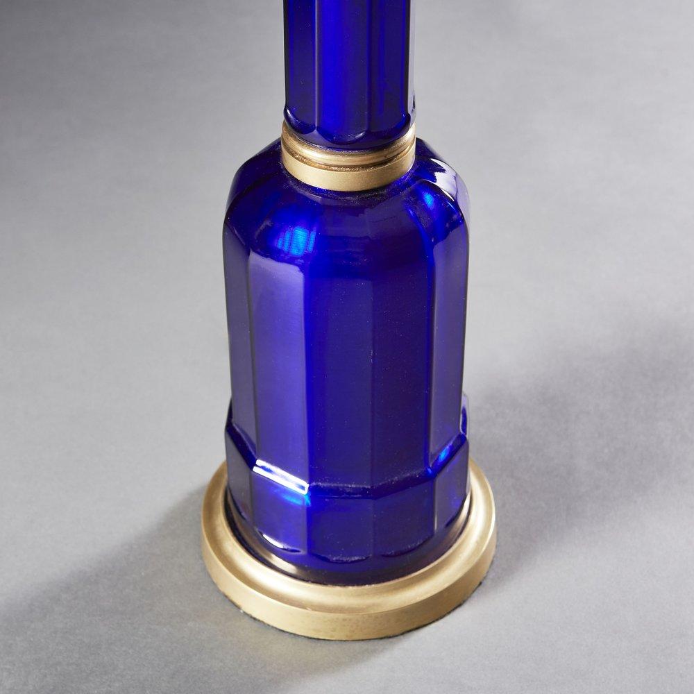 A Blue Glass Column Lamp