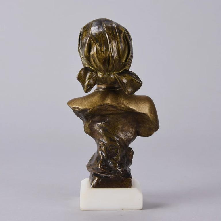French Art Nouveau Bronze Bust 'Nerina' by Emmanuel Villanis