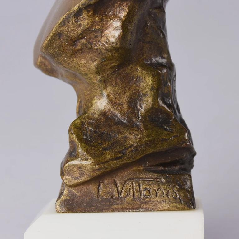 French Art Nouveau Bronze Bust 'Nerina' by Emmanuel Villanis