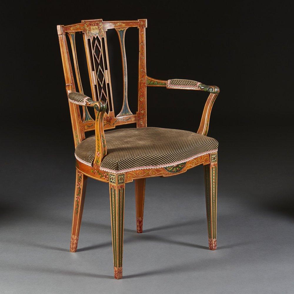 A Late Nineteenth Century Painted Armchair Attributed to Wright and Mansfield