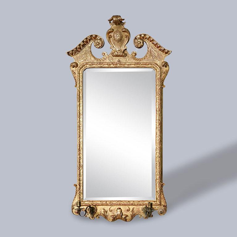 A George II Giltwood Mirror with Candle Sconces ca. 1730