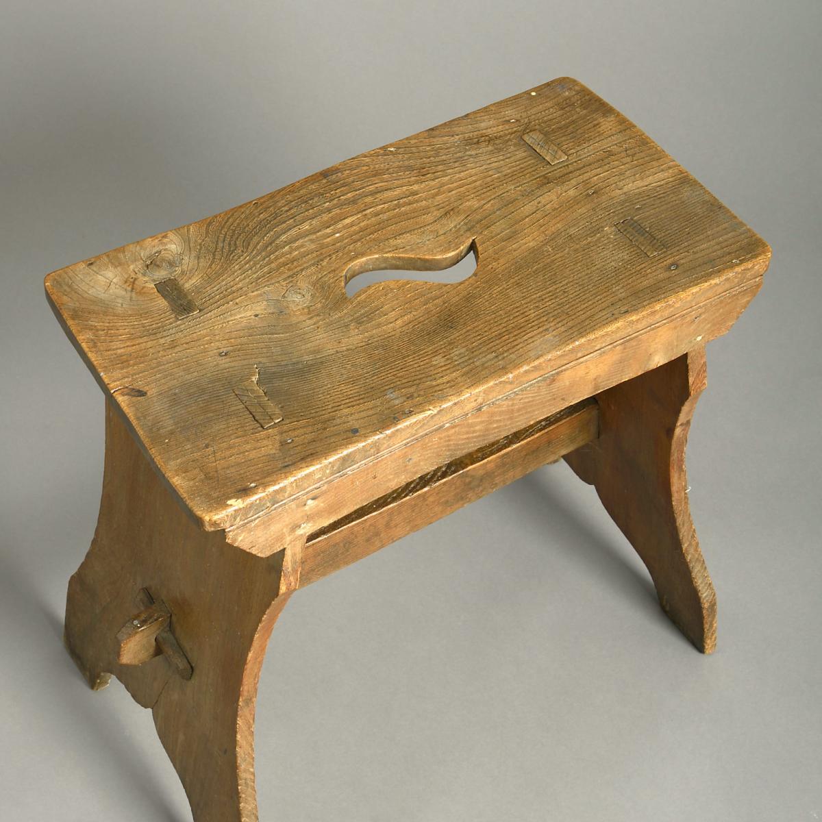 pair of vernacular chestnut stools