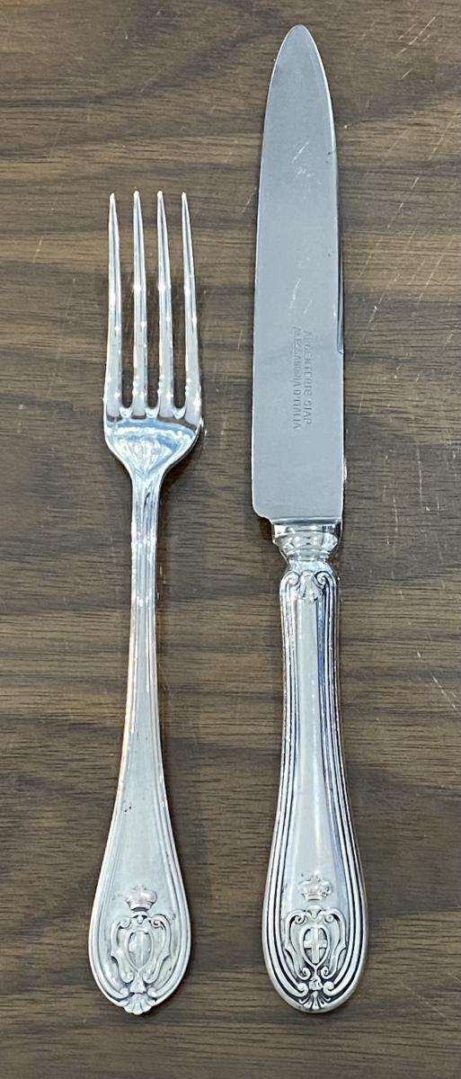 Italian Ambassadorial silver SIAP Alessandria dessert knives and forks 