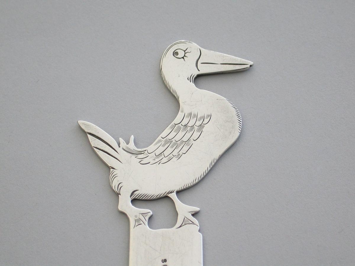 George V Novelty Silver Duck Letter Opener 'Benjamin Rabier '