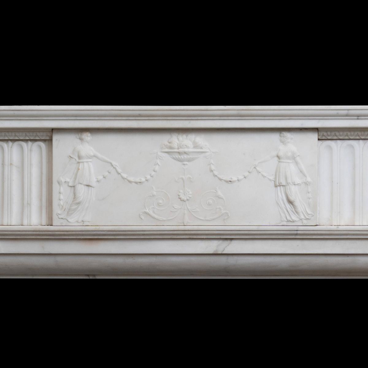 late 18th century English finely carved Statuary marble chimneypiece