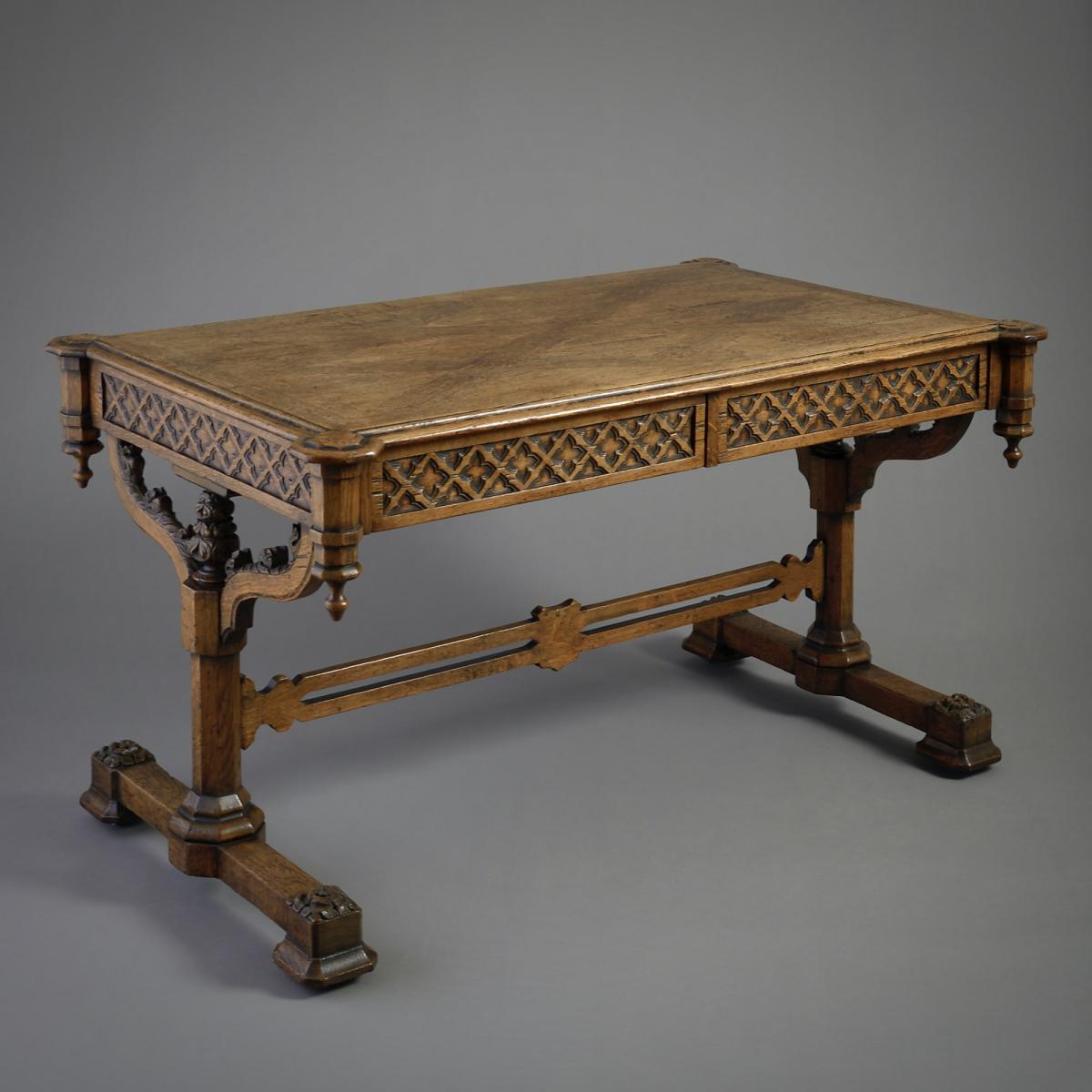 George IV Gothic oak writing-table