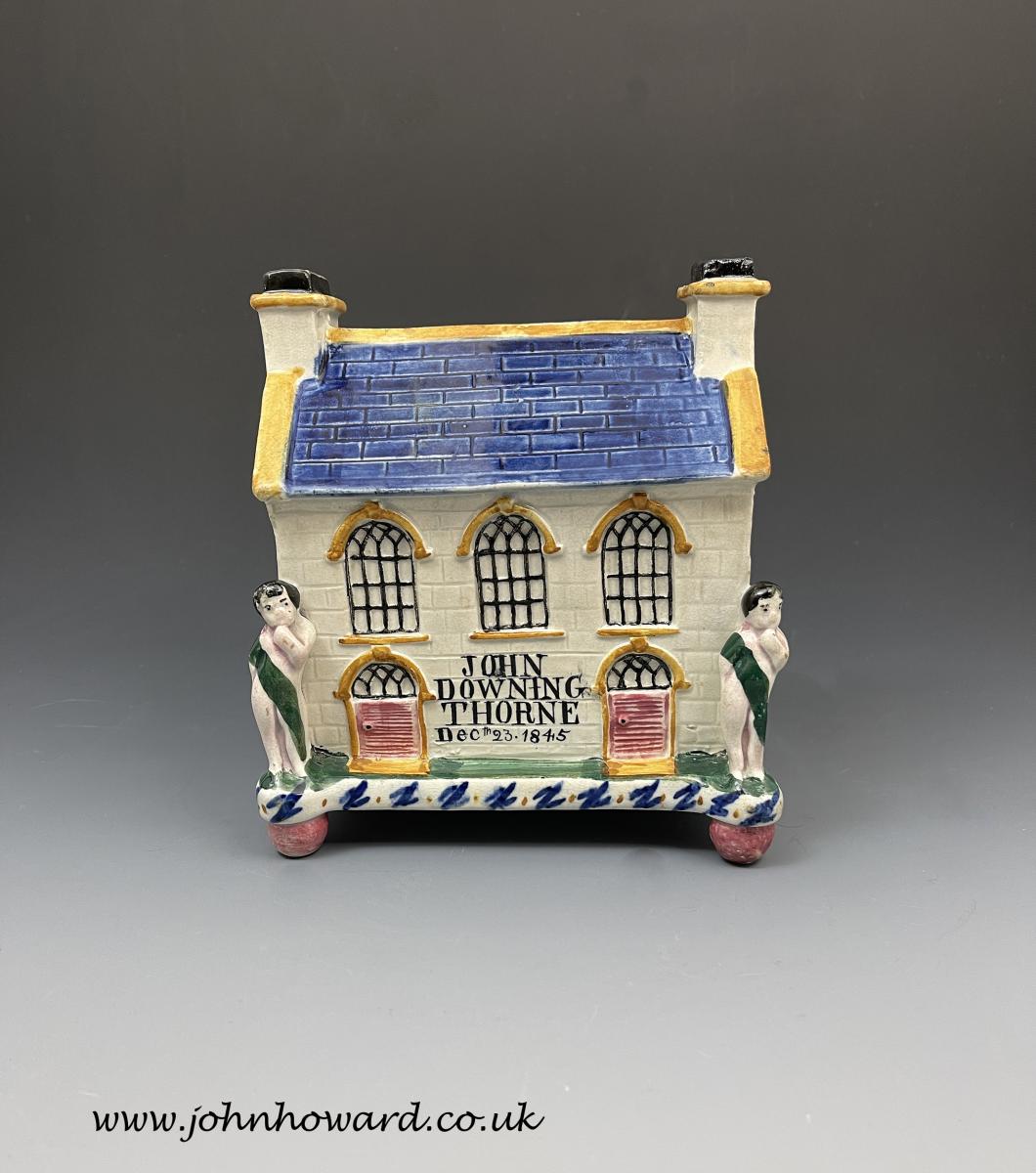 Wesleyan Chapel money box Mexborough Pottery Yorkshire named John Downing 1845