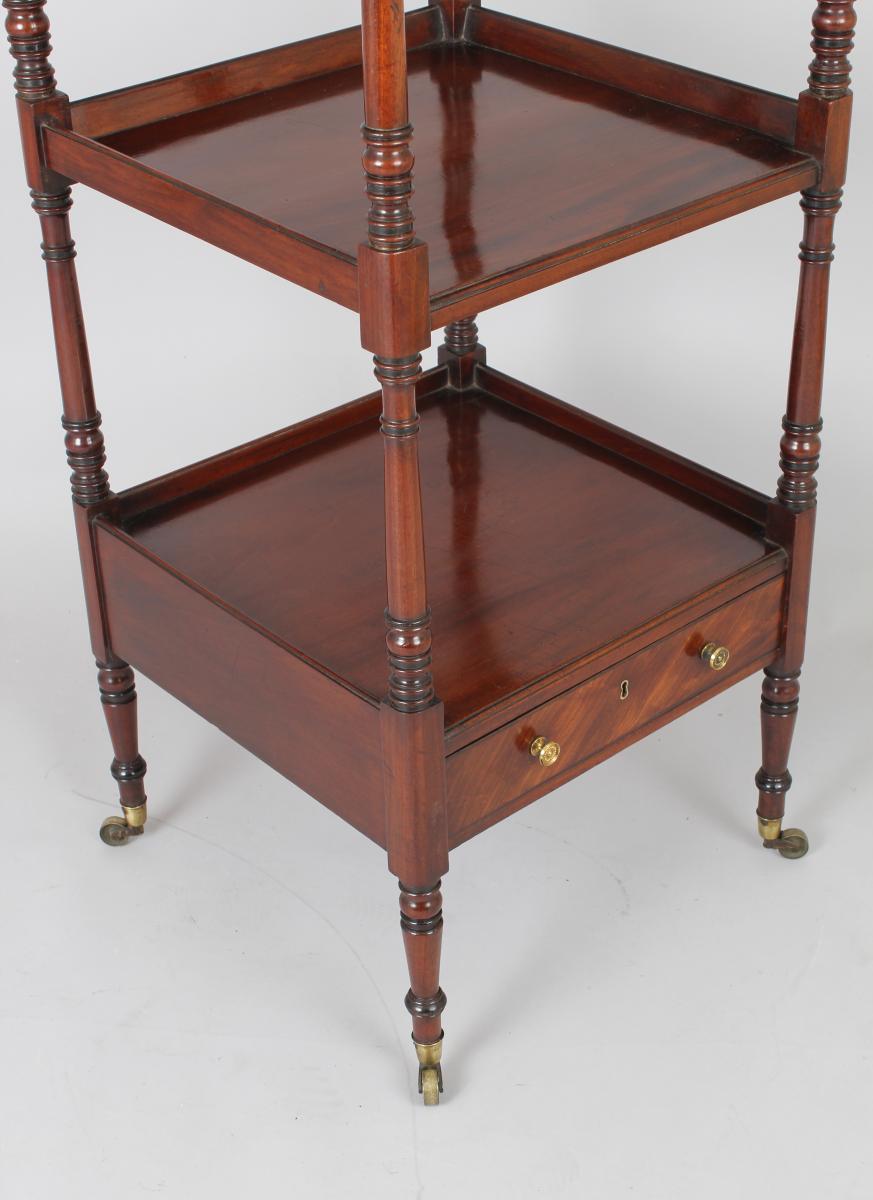Early 19th century Regency period mahogany four tray whatnot