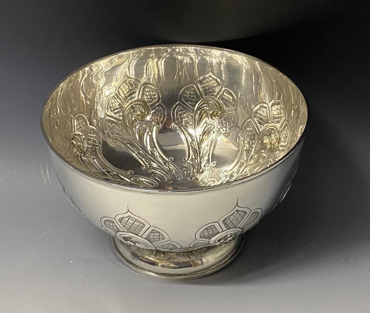 Victorian silver rose bowl dish 1895 William Hutton 