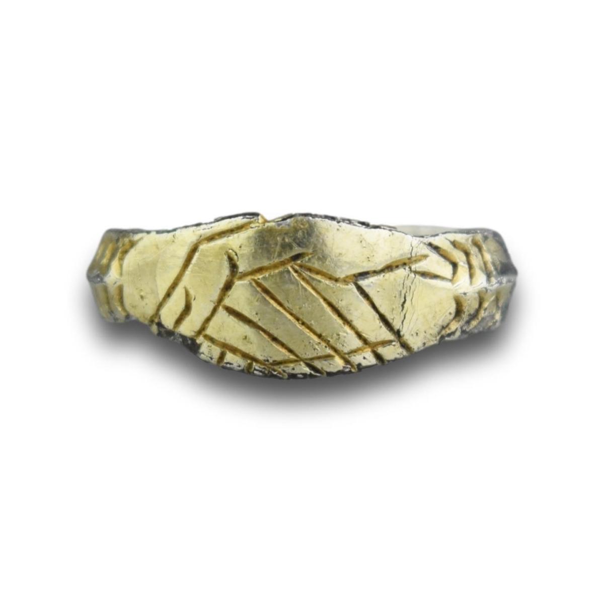 A silver gilt Fede ring. English, 15th century