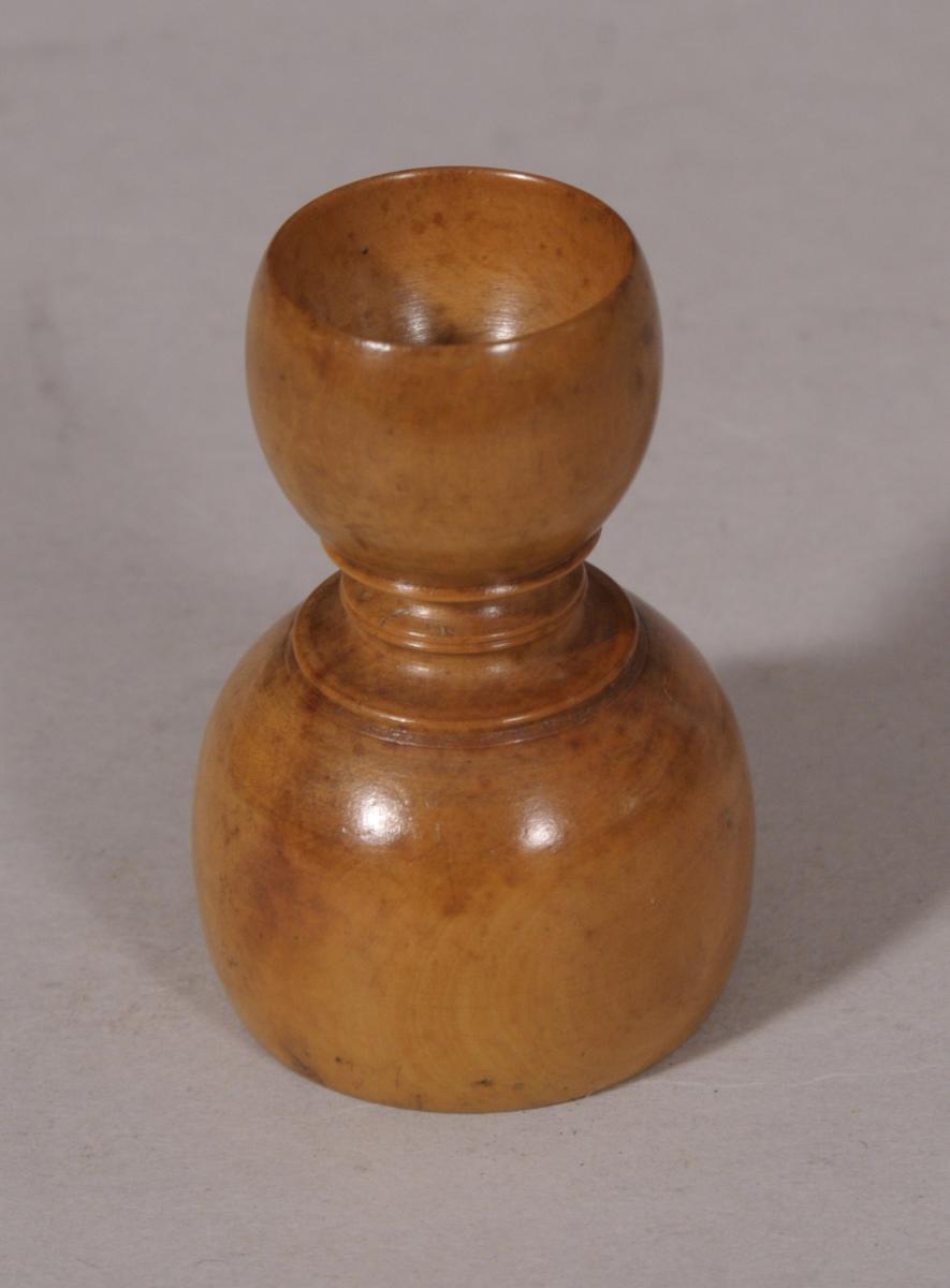 S/4731 Antique Treen Very Small 19th Century Boxwood Apothecary's Double Measure
