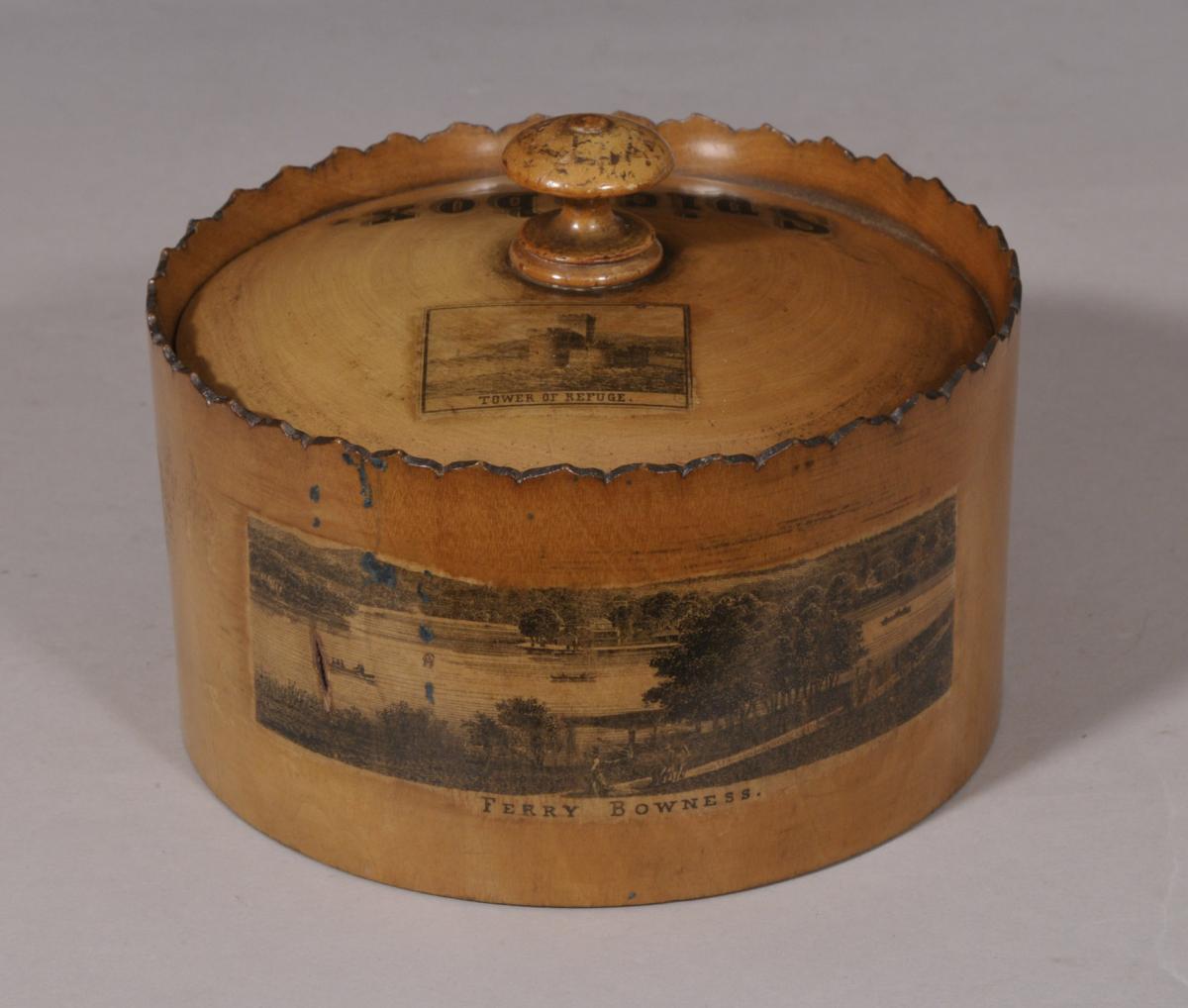 S/4861 Antique Treen 19th Century Mauchline Ware Sycamore Spice Box