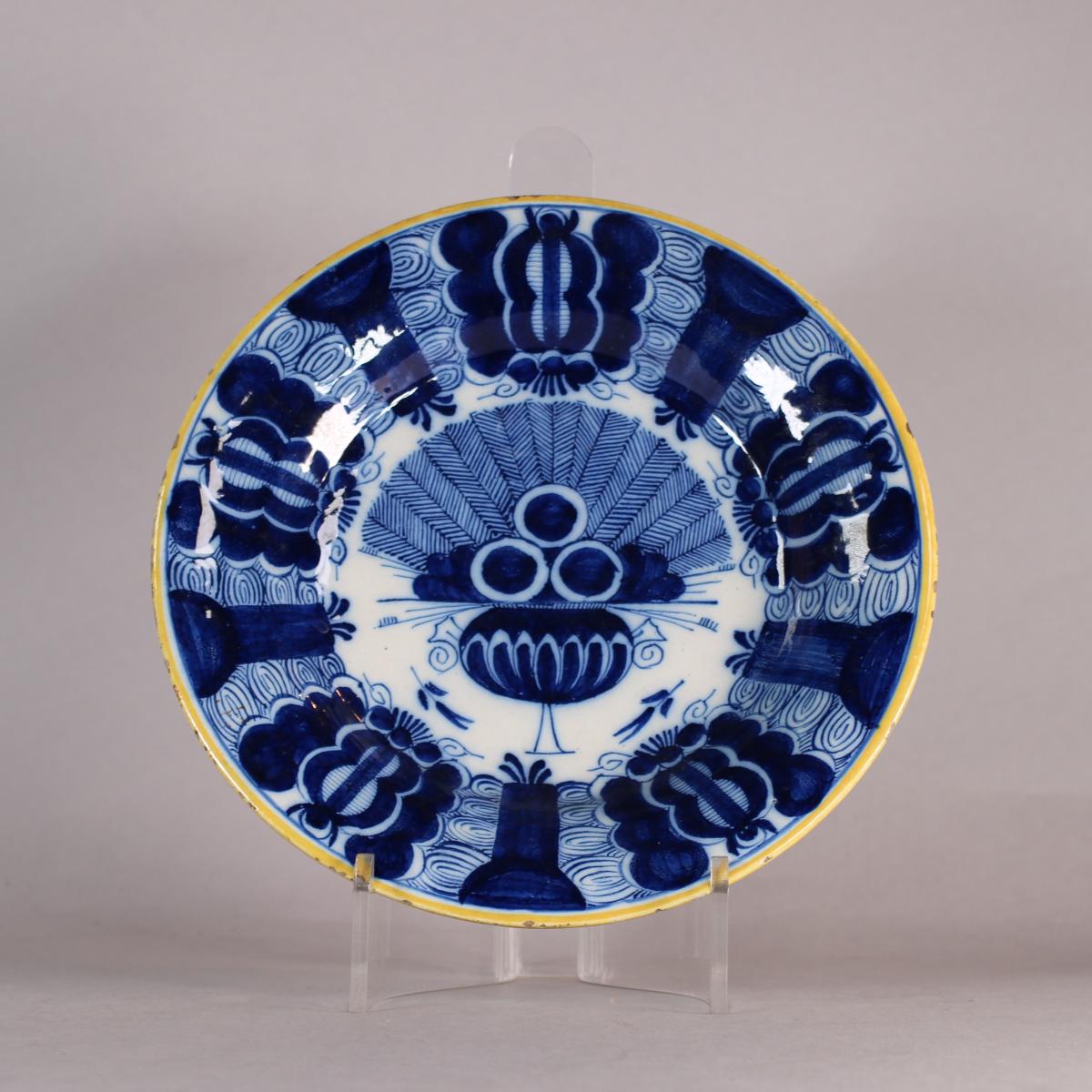 front of dutch delft peacock charger