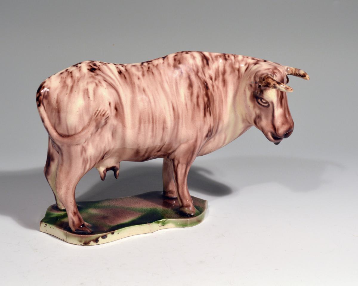 Rare Whieldon-type Creamware Cow,  Circa 1765.