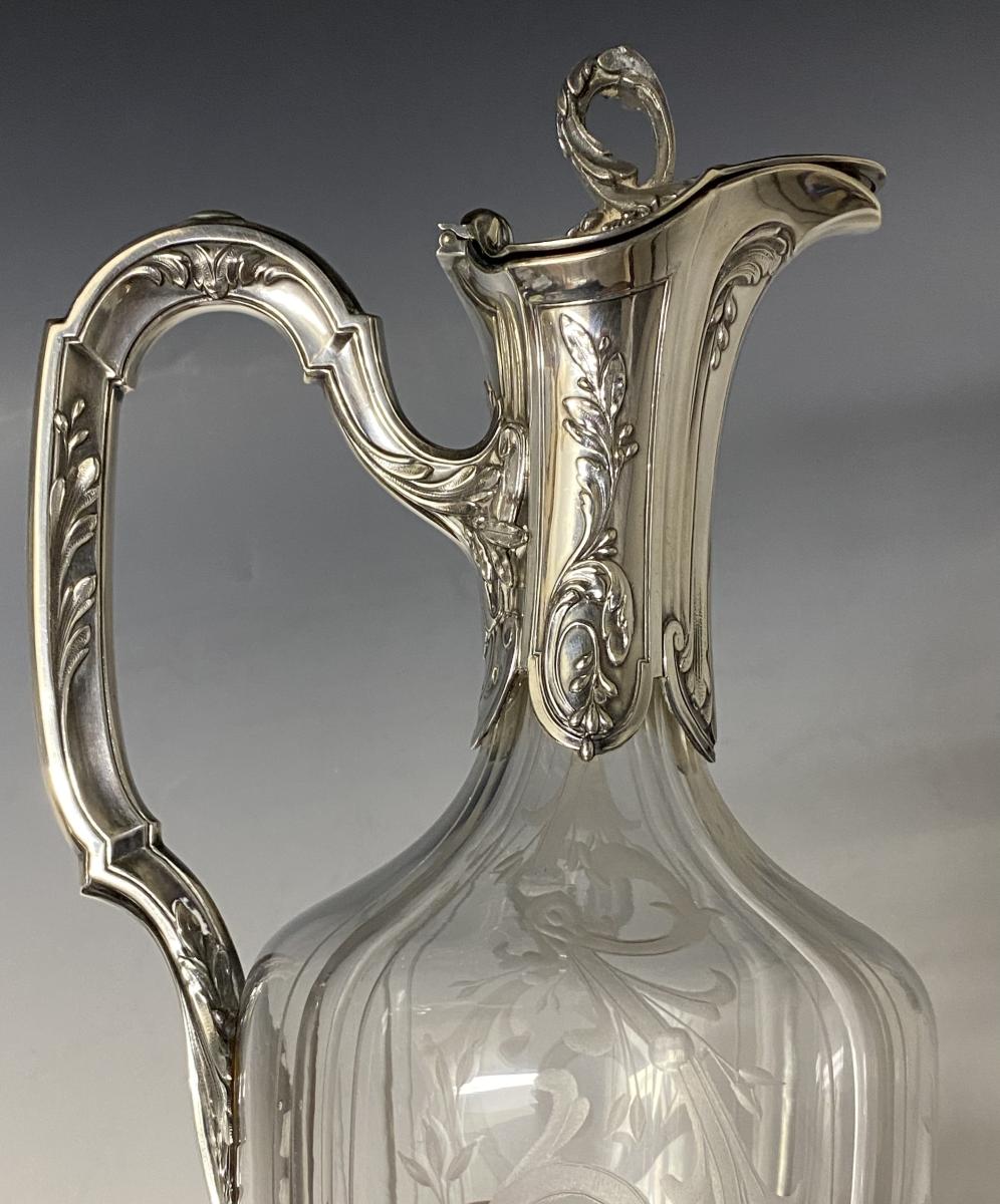 Pair of French silver claret jugs Risler and Carre 
