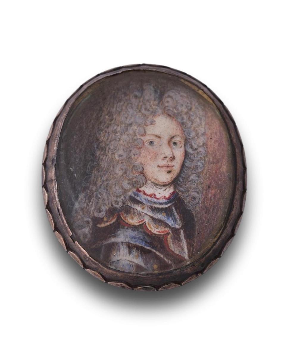 Portrait miniature on vellum of a young gentleman in armour. German, c.1704