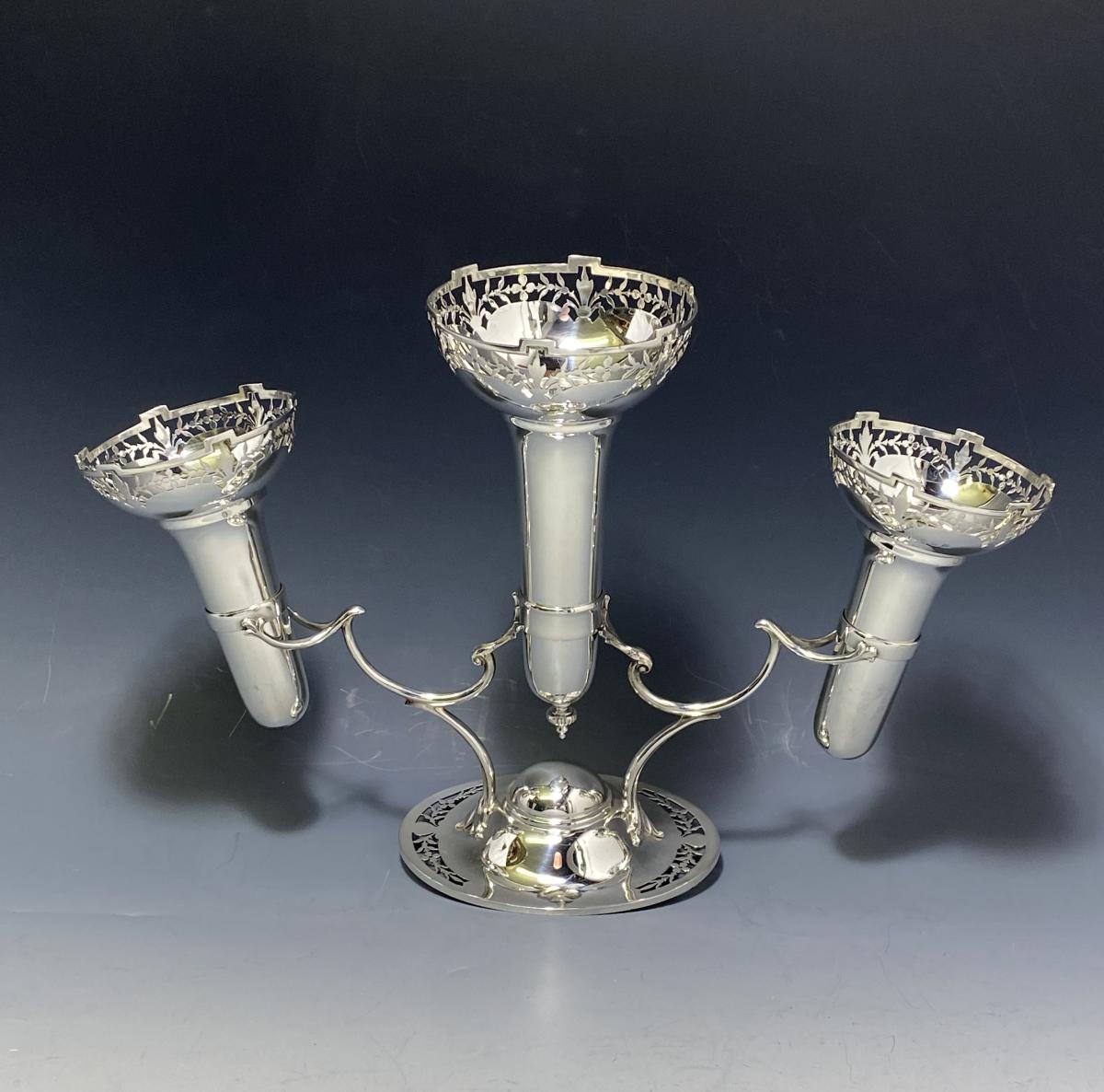 Mappin and Webb silver trumpet epergne 1912