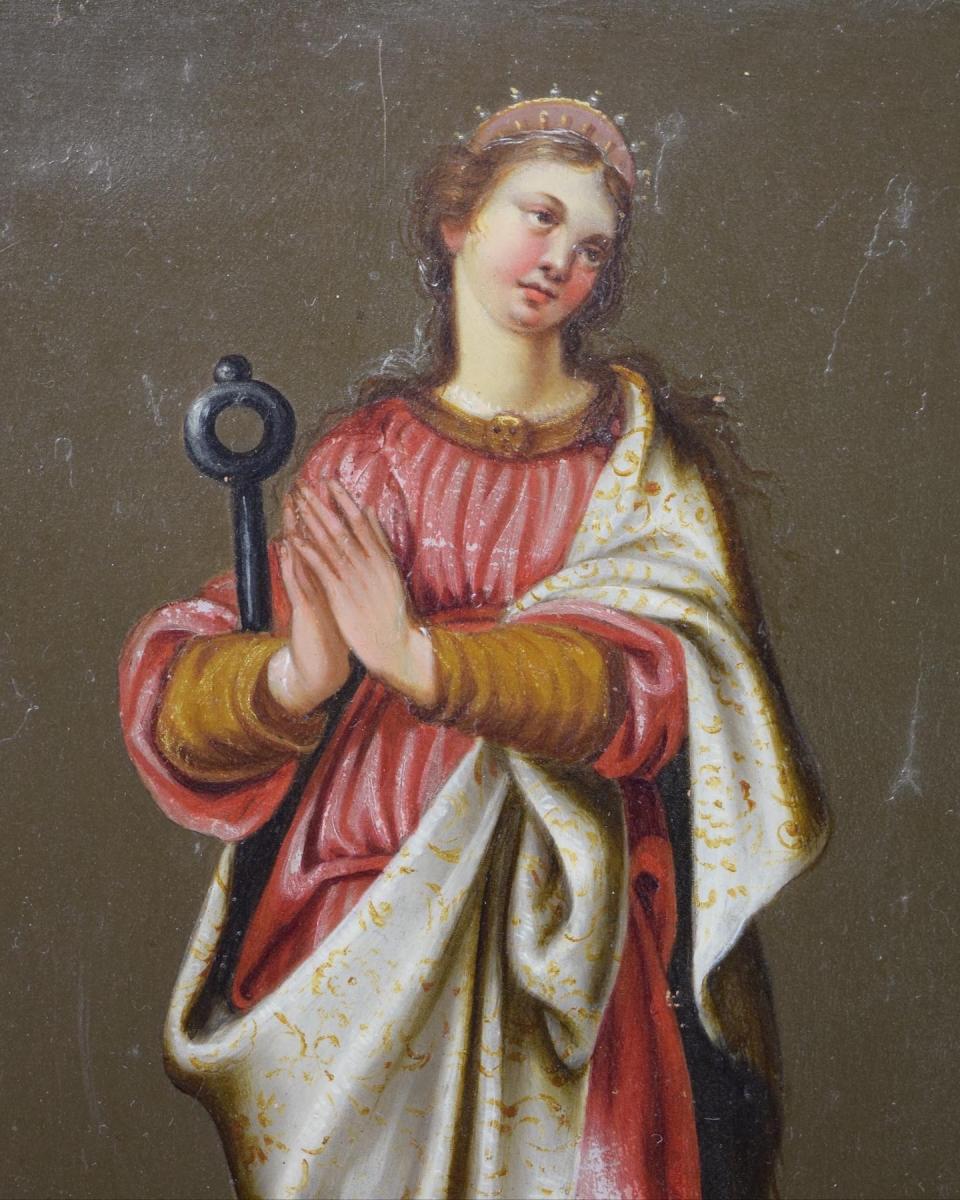 Oil on copper painting; Personification of Hope. Italian, mid 17th century