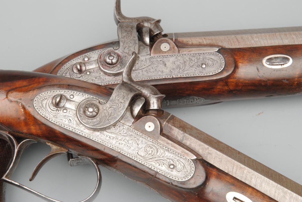 A Cased Pair of 40 Bore Percussion Duelling Pistols