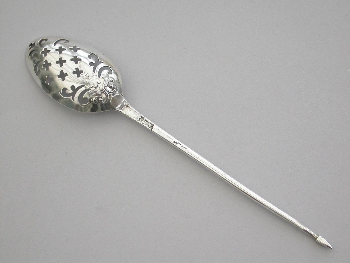 George II Silver Fancy Back Mote Spoon