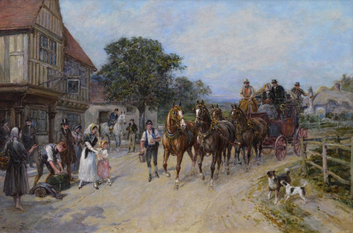 Coaching scene oil painting  by Heywood Hardy