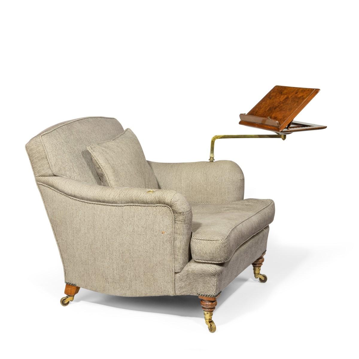 Victorian walnut library arm chair