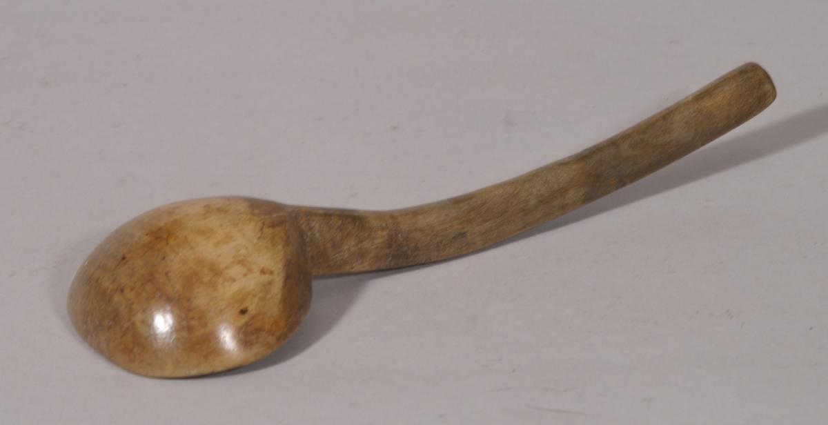 S/4839 Antique Treen 19th Century Welsh Sycamore Cawl Spoon