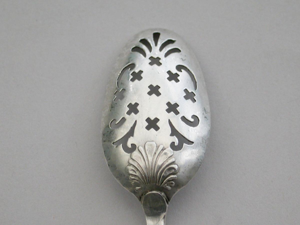 George II Silver Shell Back Mote Spoon