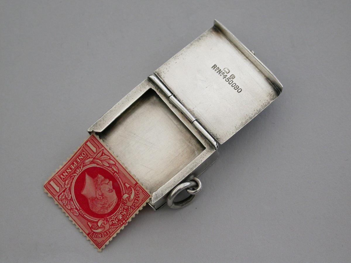 Rare Edwardian Silver & Enamel Double Sided Stamp Case