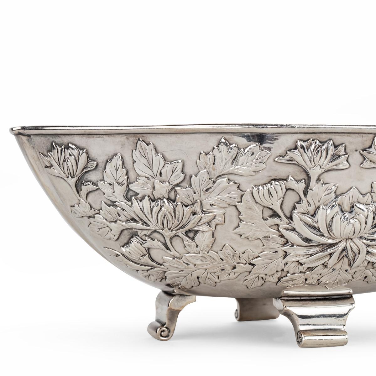 Meiji period solid silver bowls by Eigyoku