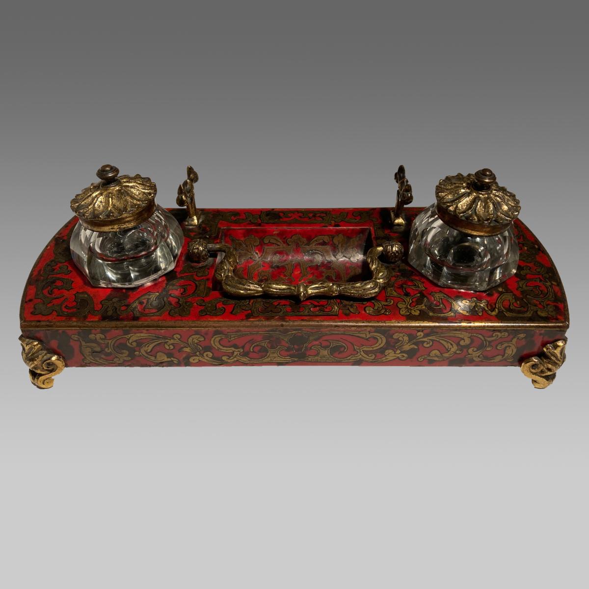  French 19th century boulle pen and ink stand