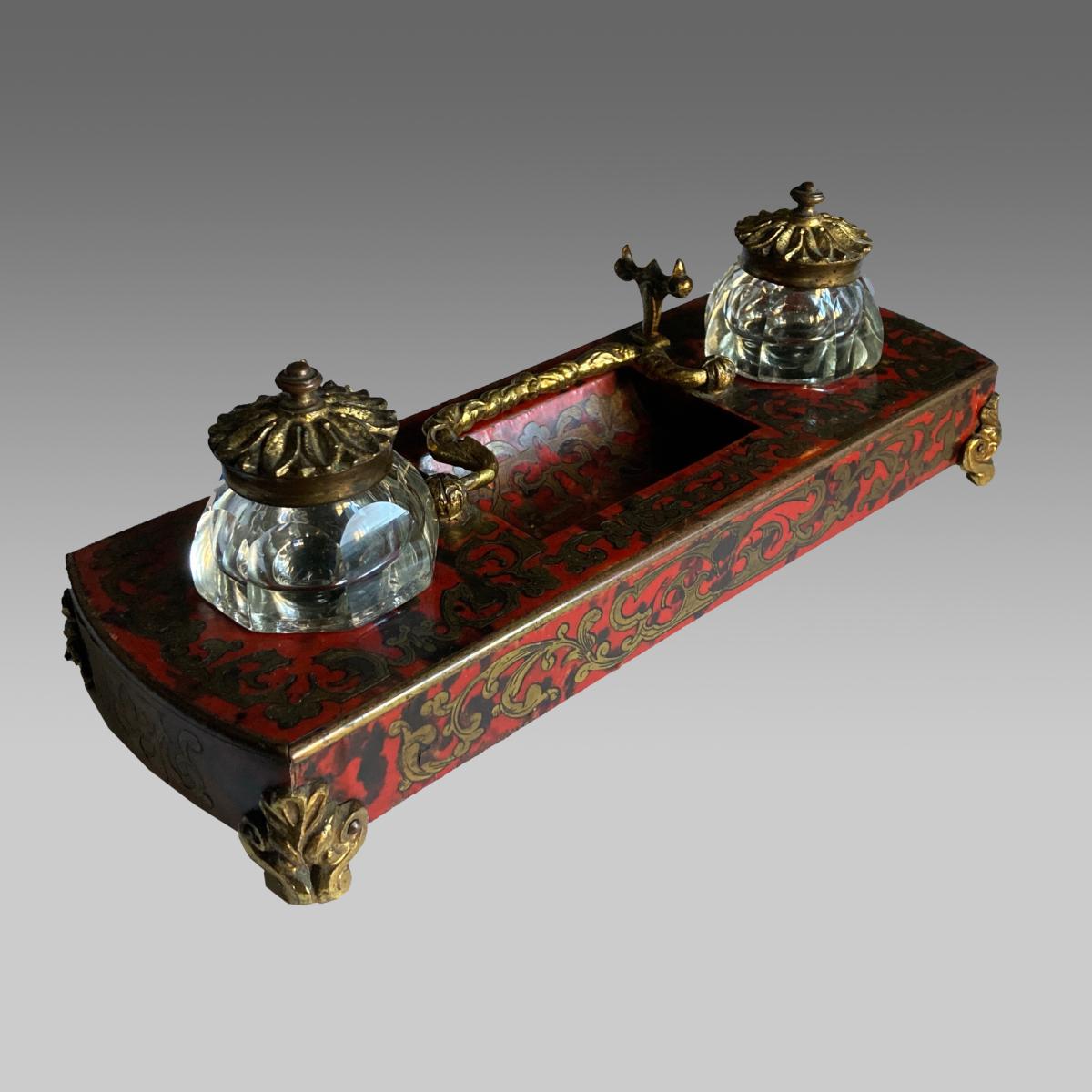  French 19th century boulle pen and ink stand