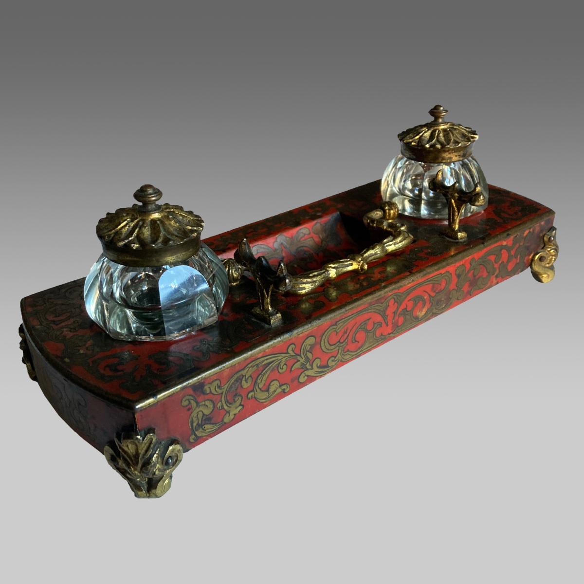  French 19th century boulle pen and ink stand