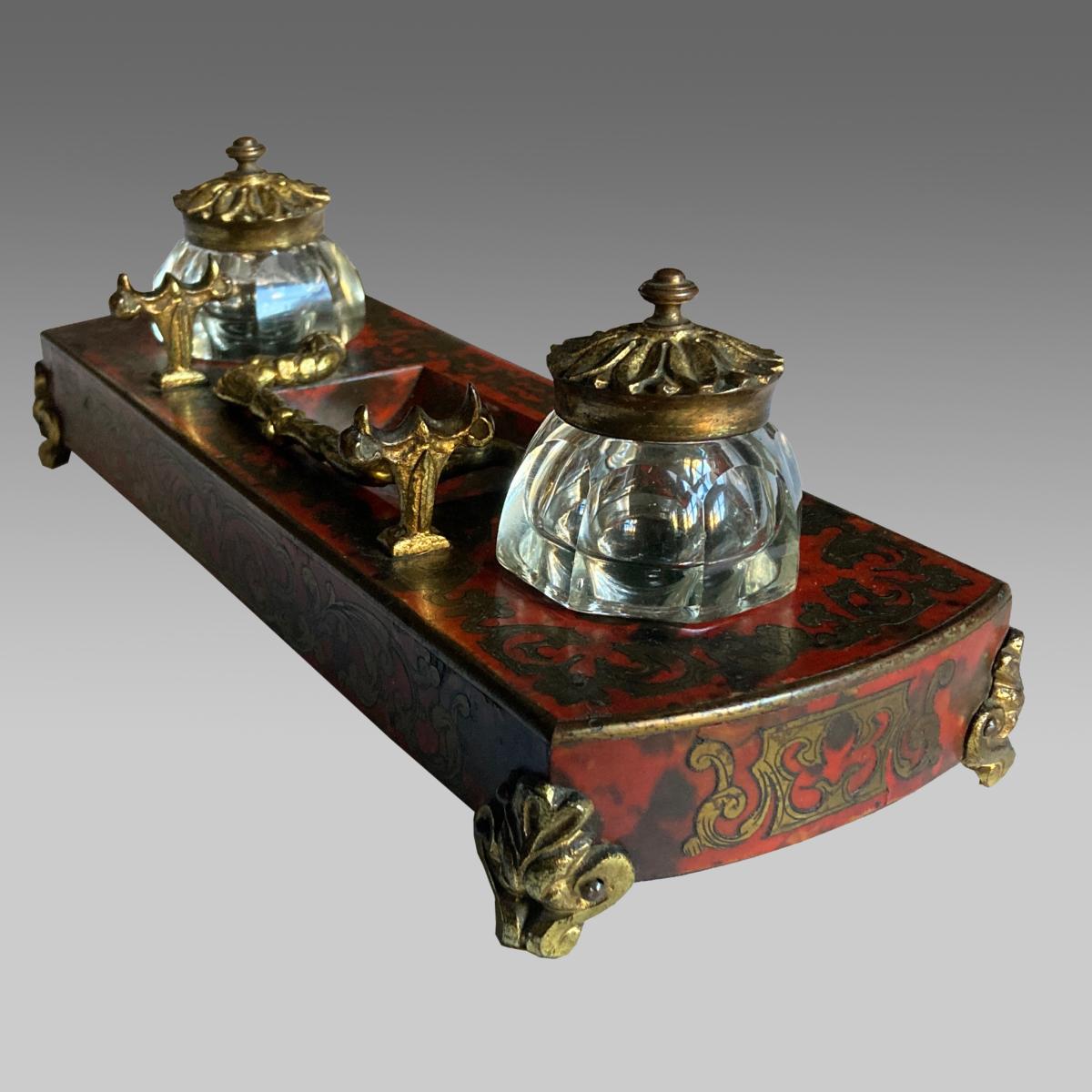  French 19th century boulle pen and ink stand