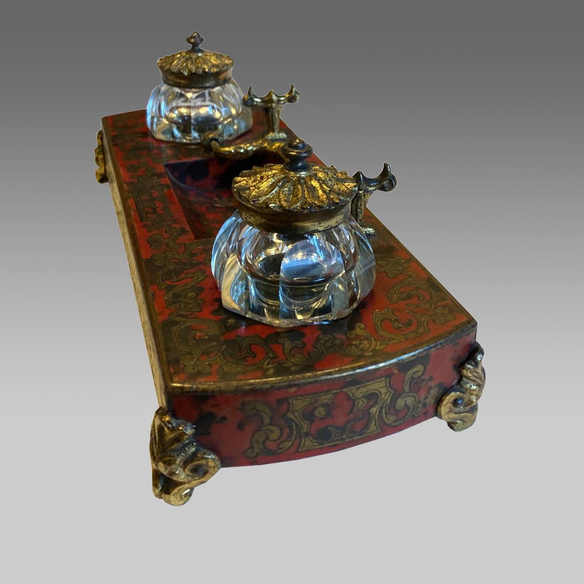  French 19th century boulle pen and ink stand