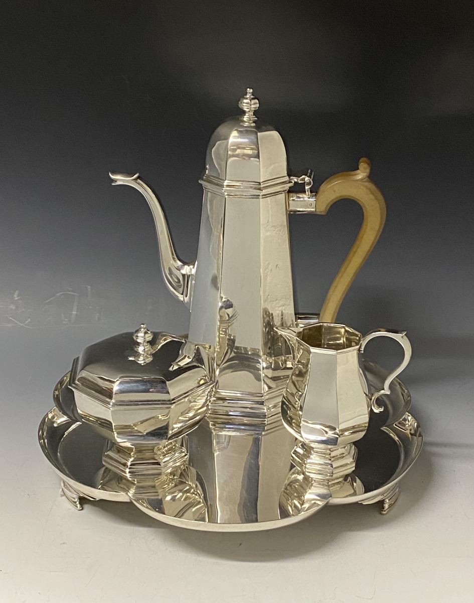 Octagonal silver coffee set/service 1961 Nayler Brothers 