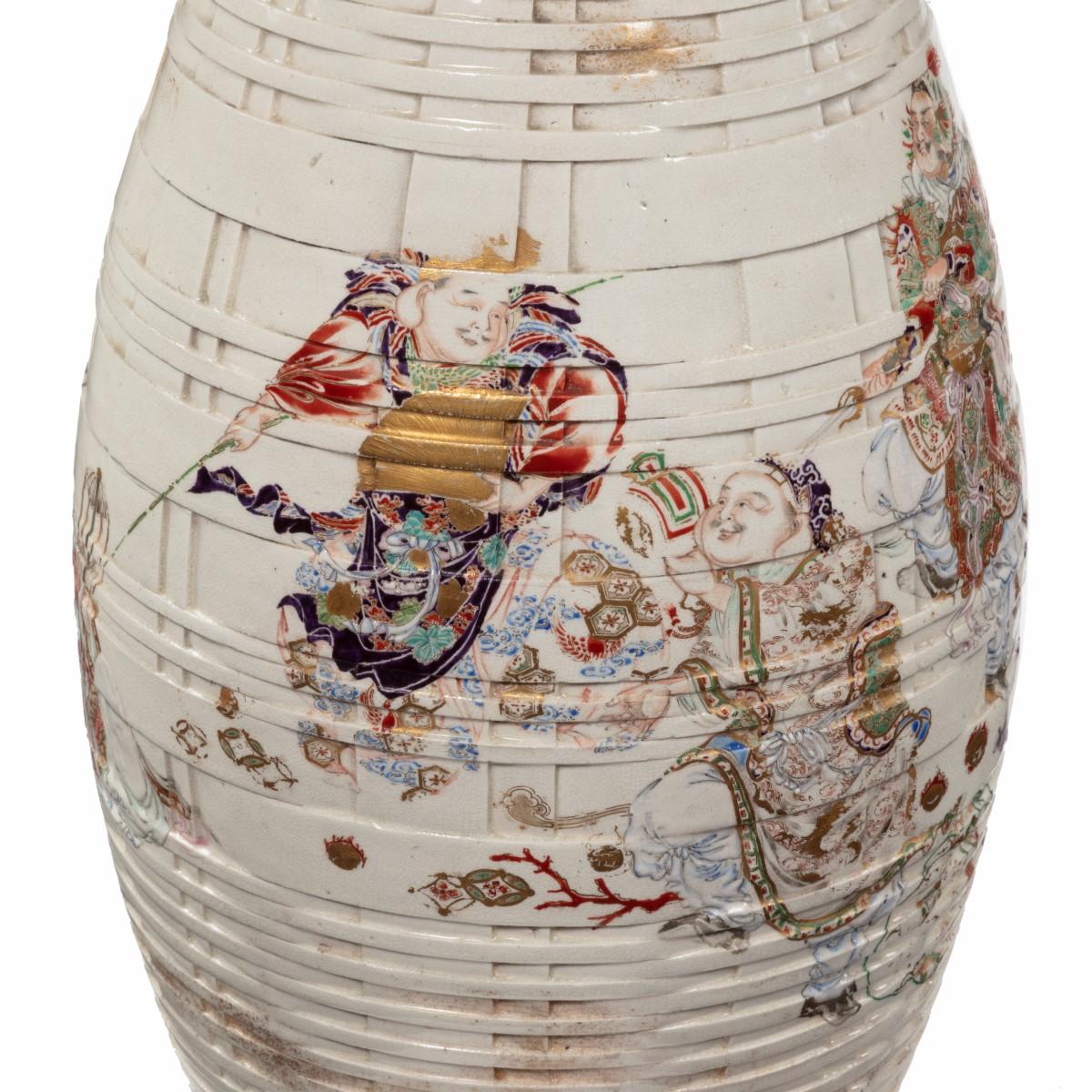Meiji period Satsuma earthenware floor vase