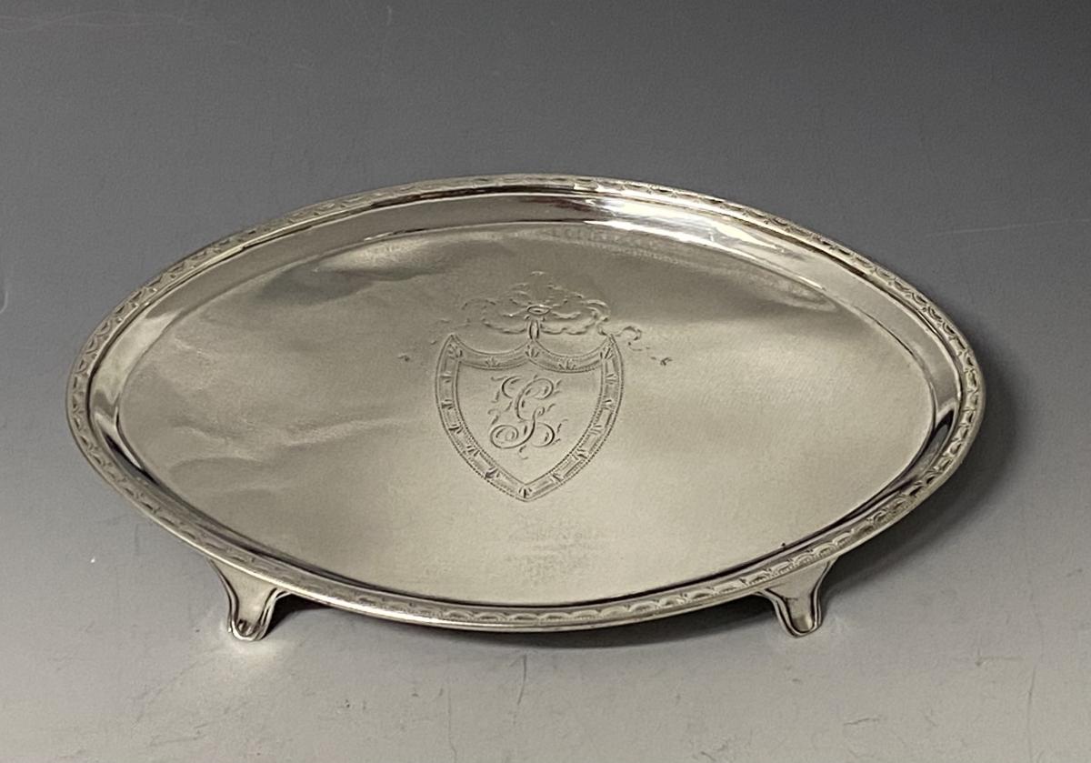 Georgian silver oval salver 1791 Godbehere and Wigan 
