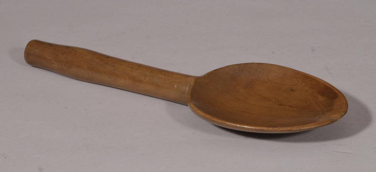 S/4843 Antique Treen 19th Century Sycamore Butter Spoon