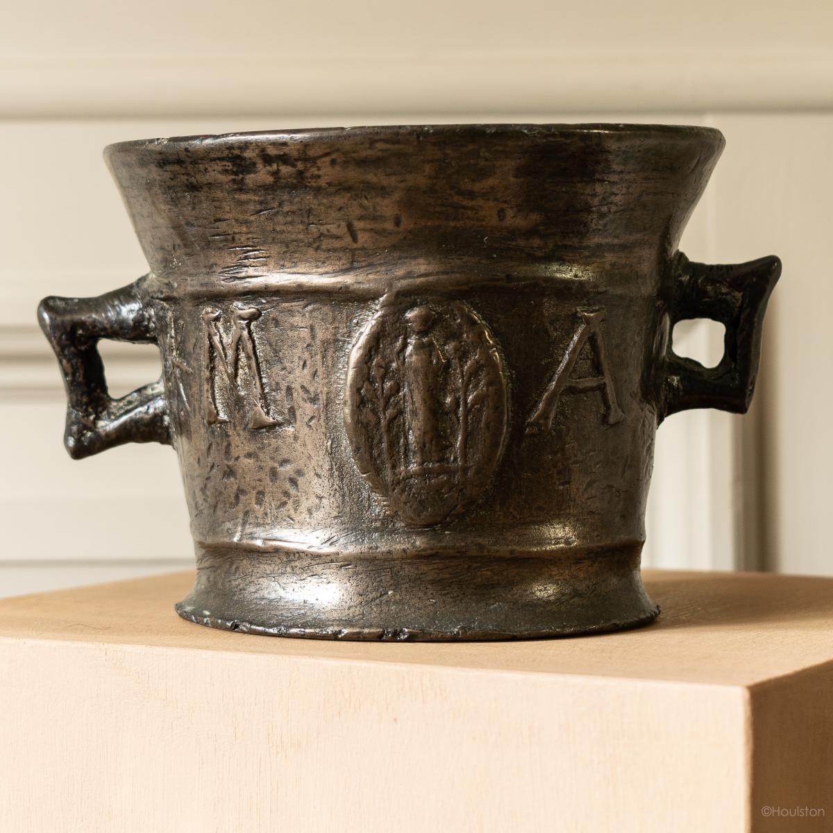 A documented James I leaded bronze twin-handled mortar, attributed to Suffolk, circa 1605