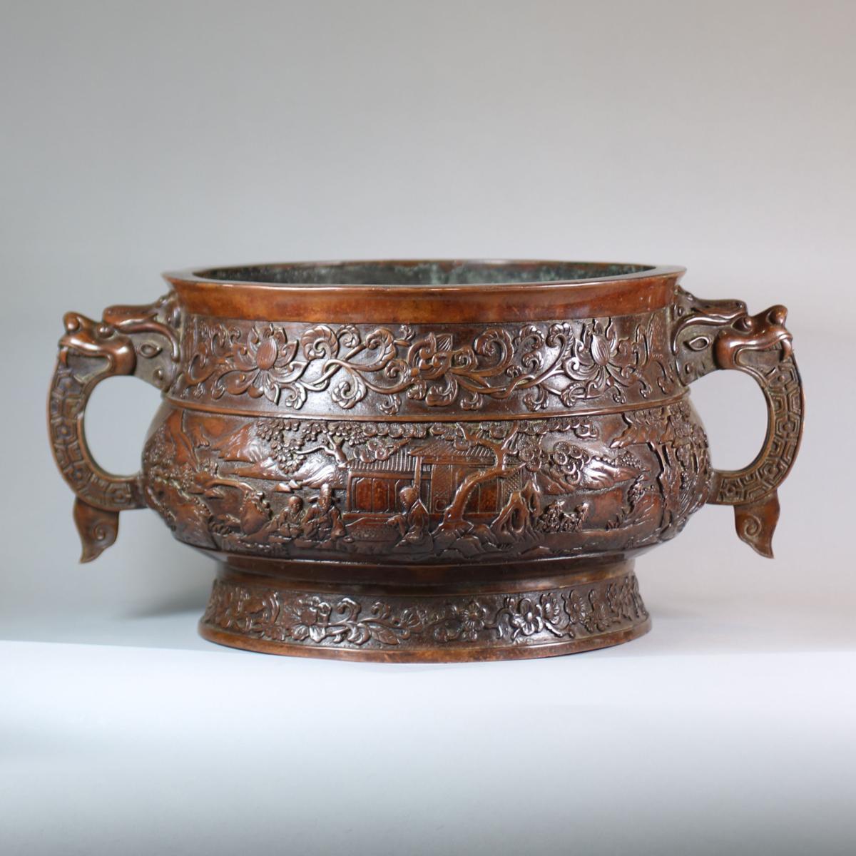 Extremely large Chinese bronze censer