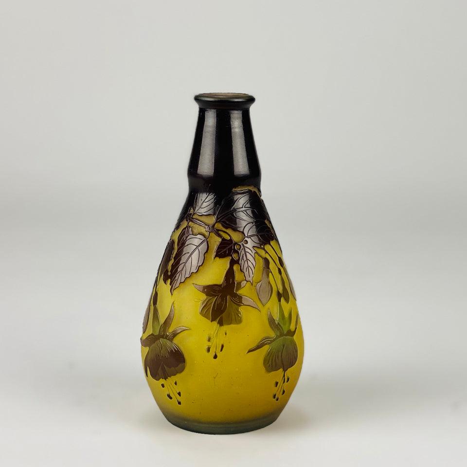 “Fuchsia Vase” Art Nouveau Cameo Glass Vase by Emile Gallé - circa 1900