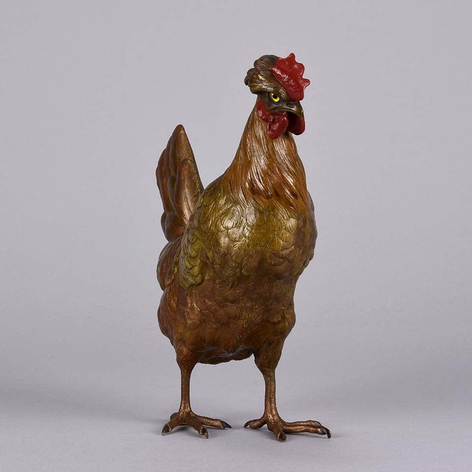 “Standing Hen” Vienna Bronze by Franz Bergman - circa 1900