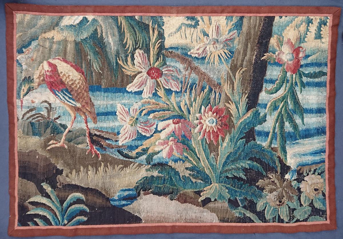 18th-century French verdure tapestry panel