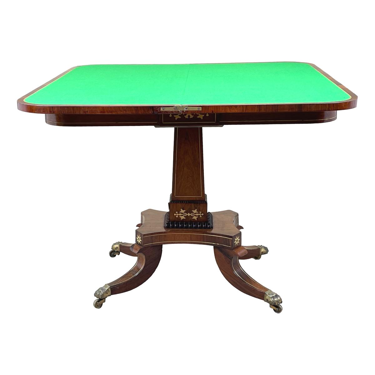 Regency Rosewood Brass Inlaid Card Table