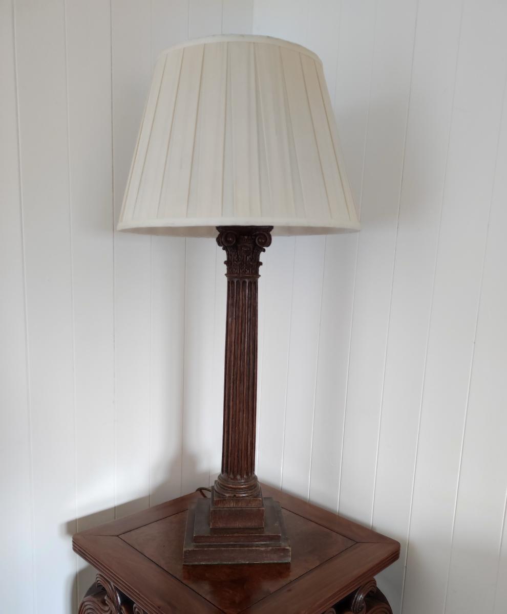 19th century Corinthian column table lamp