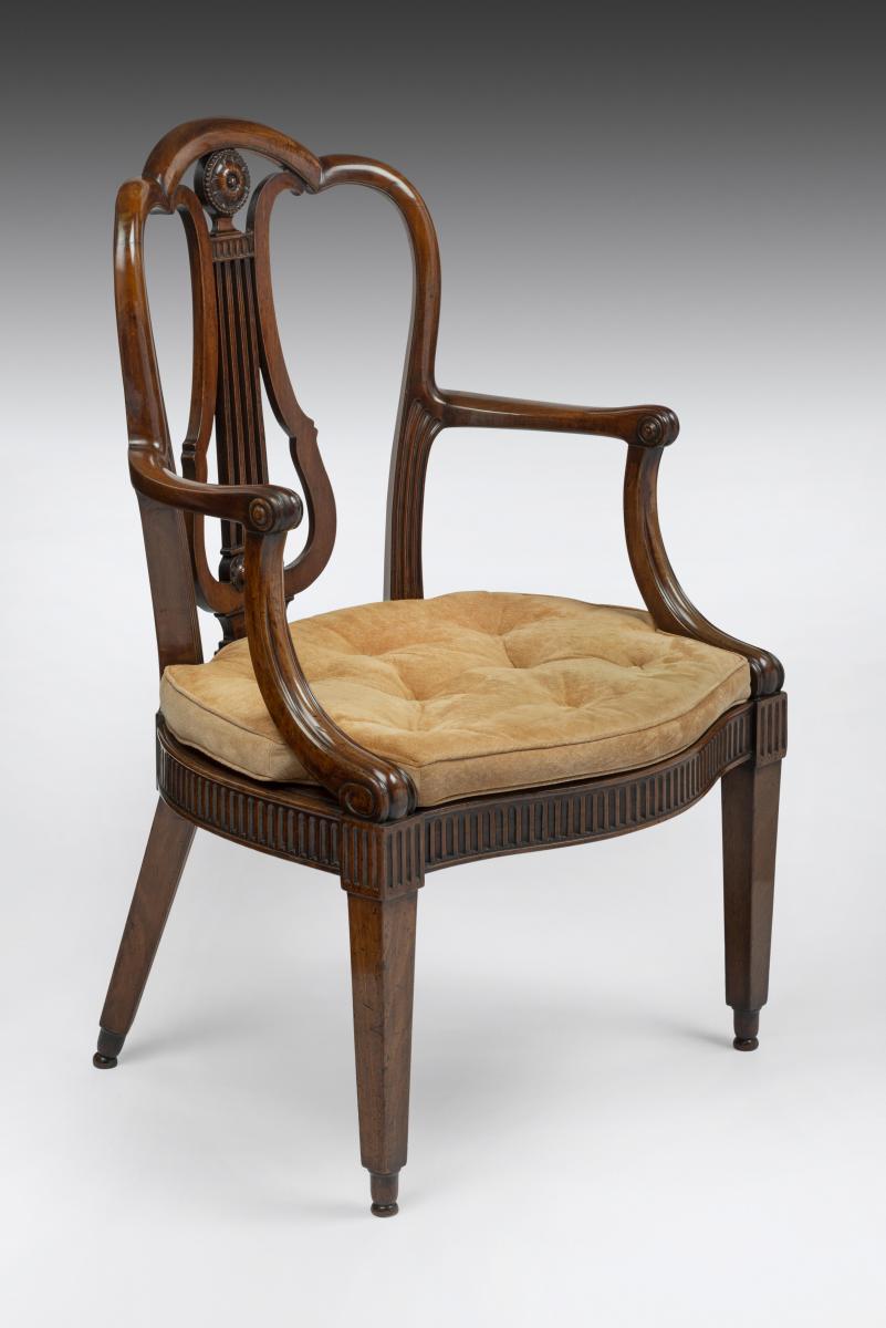 596a George III Carved Mahogany Armchair attributed to John Linnell